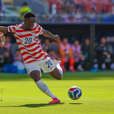 Folarin Balogun shoots on goal during the FIFA World Cup 2026 Round of 32 match between USA and Bosnia and Herzegovina in Santa Clara, California, July 1, 2026. 