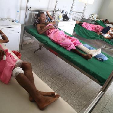 Four members of the Hayash family who were injured in a cluster munition attack on al-Qufl village in mid-July. 