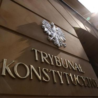 The sign at the entrance to Poland's constitutional court is pictured in Warsaw, Poland April 5, 2016.
