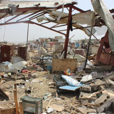 A picture that shows part of Mastaba Market destroyed after Saudi-led coalition strike.