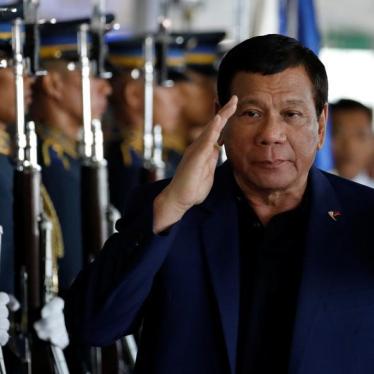 President Rodrigo Duterte salutes the honor guards at the Ninoy Aquino International Airport in Metro Manila, Philippines, May 24, 2017.