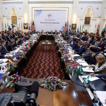 Foreign delegation members listen as Afghan President Ashraf Ghani delivers a speech during a peace and security cooperation conference in Kabul, Afghanistan June 6, 2017.