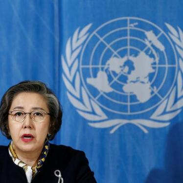 Yanghee Lee, special rapporteur on the situation of human rights in Myanmar, at the UN Human Rights Council in Geneva on March 13, 2017.