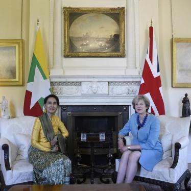 Britain's Prime Minister, Theresa May greets the Burmese leader and State Counsellor, Daw Aung San Suu Kyi in N10 Downing street in London, Britain 13 September 2016.
