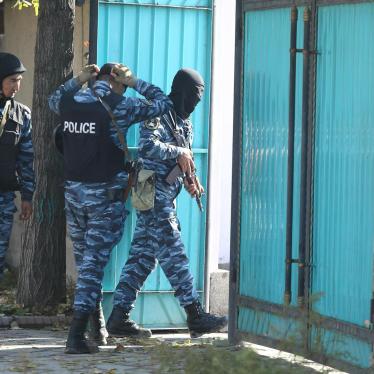 Counterterrorism police carry out a search in Bishkek, Kyrgyzstan on October 16, 2015. 