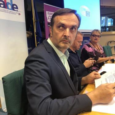 Igor Kochetkov speaking at the European Parliament about persecution of LGBT people in Chechnya. 