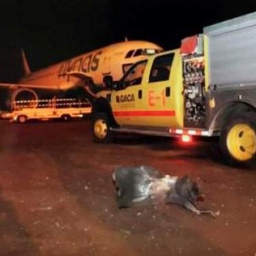 Photograph released by the state-run Saudi Press Agency shows debris on the tarmac of Abha Regional Airport in Saudi Arabia after an attack by Yemen's Houthi forces, June 12, 2019. © 2019 Saudi Press Agency via AP